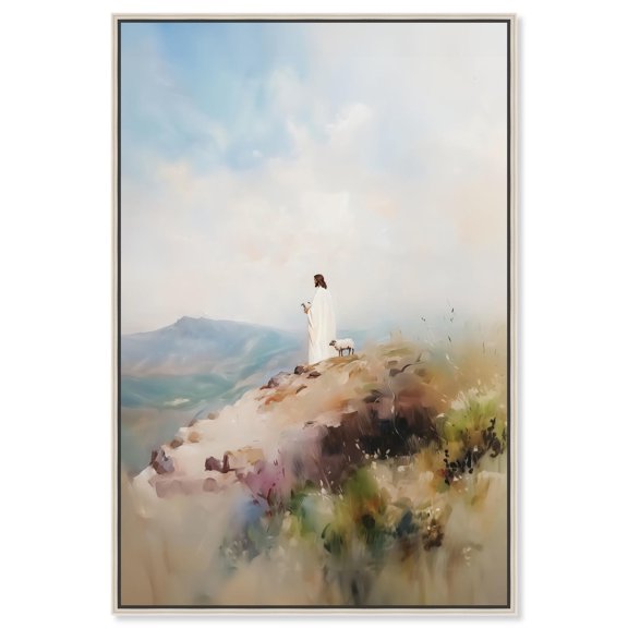 Hill Prayers Canvas Religious Art Print by Art Remedy, Silver Frame, 36 x 54