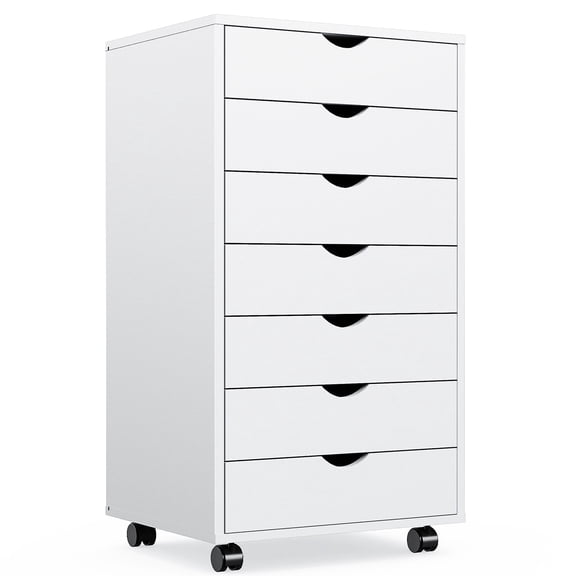 Nextay 5/7 Drawer Chest, Wooden Tall Dresser Storage Dresser Cabinet With Wheels for Office, Bedroom, Home