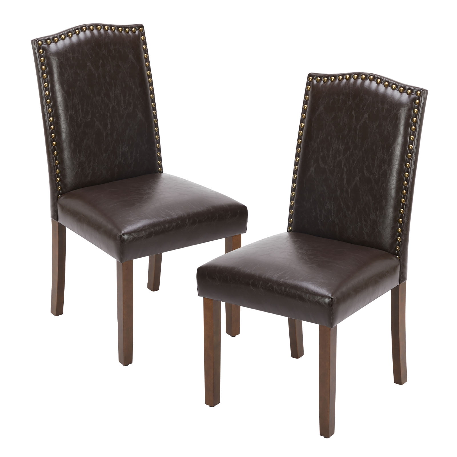 wOod-it Elegant Upholstered Leather Dining Chair with Parsons Nailhead ...