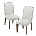thumbnail image 1 of wOod-it Elegant Upholstered Dining Chair with Parsons Nailhead Trim and Wood Legs for Living Room Fine Dining Restaurant,White（2PCS）, 1 of 7