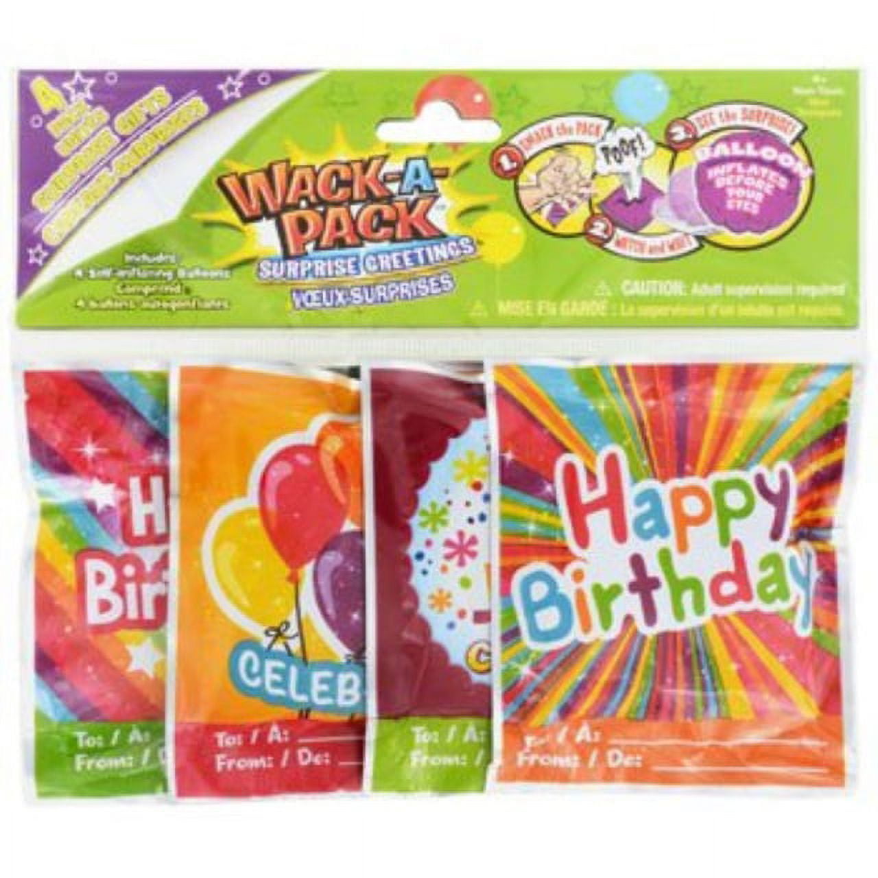 wack-a-pack 12 happy birthday mini balloons - whack the bag to inflate them  