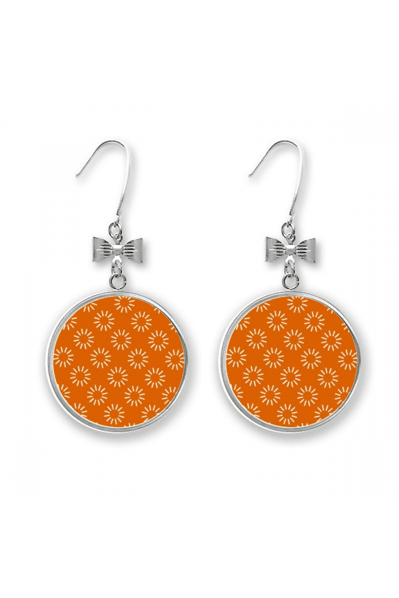 wait rotate seal patterns bow earrings drop stud pierced hook