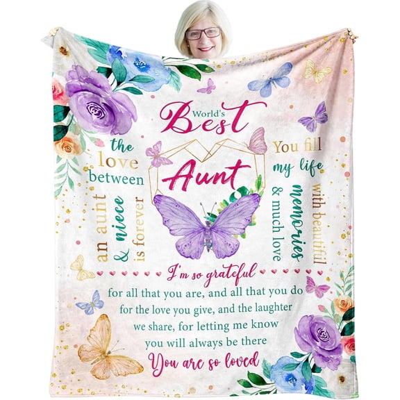 wajoiu Gifts for Aunt, Aunt Birthday Gifts from Niece, Unique Aunt Birthday Gift, Best Aunt Ever Gifts, Auntie Gifts from Niece, Aunt Birthday Gift Ideas Throw Blanket 60" X 50", Auntie Gifts