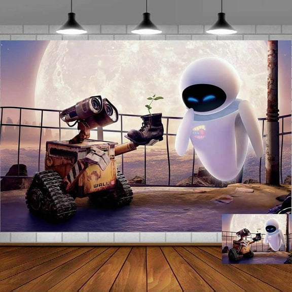 wall e and eve Backdrop Banner Party Supplies Poster Movie Theme Background for Photography Kids Birthday Decorations