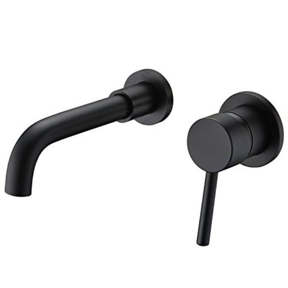 Sumerain Wall Mount Bathroom Sink Faucet Matte Black, Rough-in Valve Included