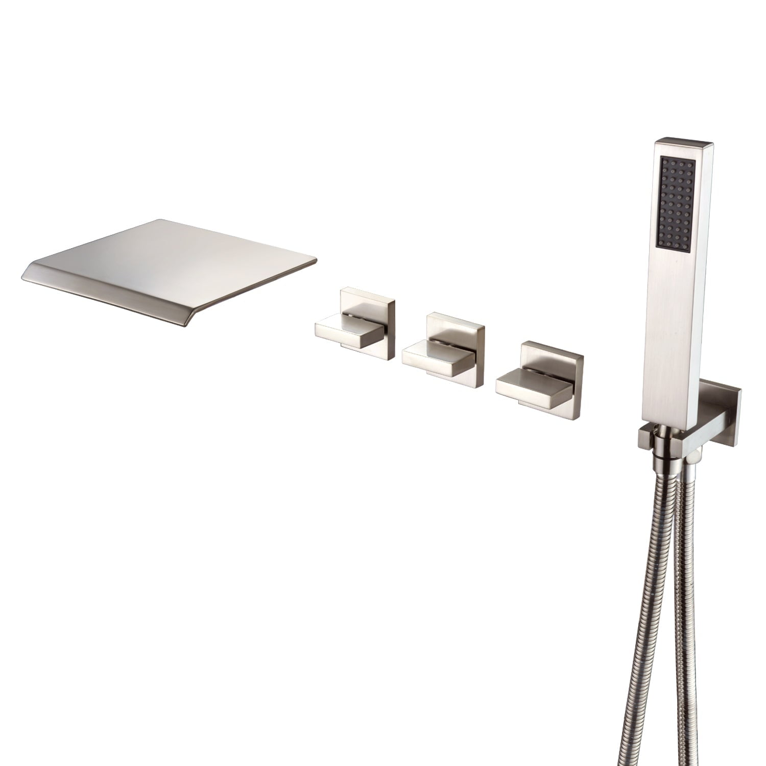 Brushed Nickel Wall Mount Tub Faucet with Hand Shower