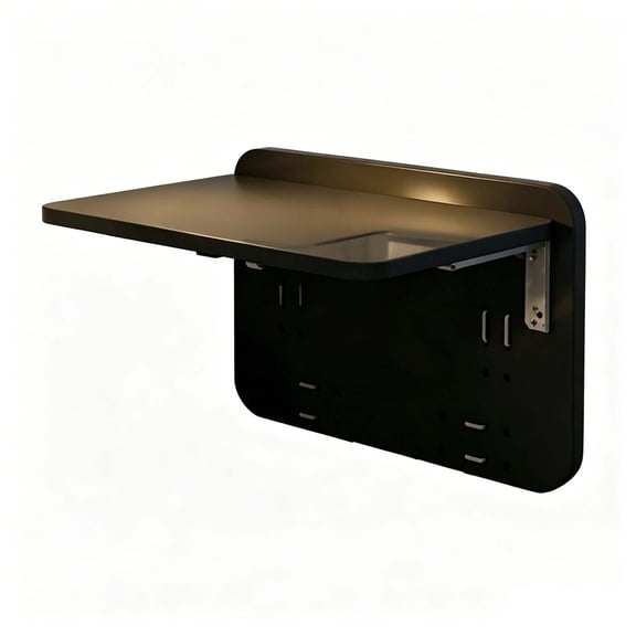 wall mounted fold down desk smooth matte black space saving 23.6 inch single pack for bedroom dorm use