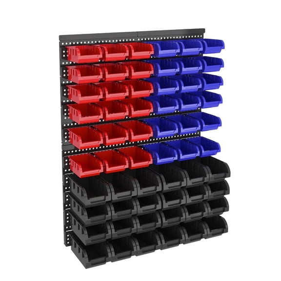60 Pcs Wall Mounted Storage Bins, Heavy Duty Garage Organizer System, Wall Mount Tool Organizer for Hardware