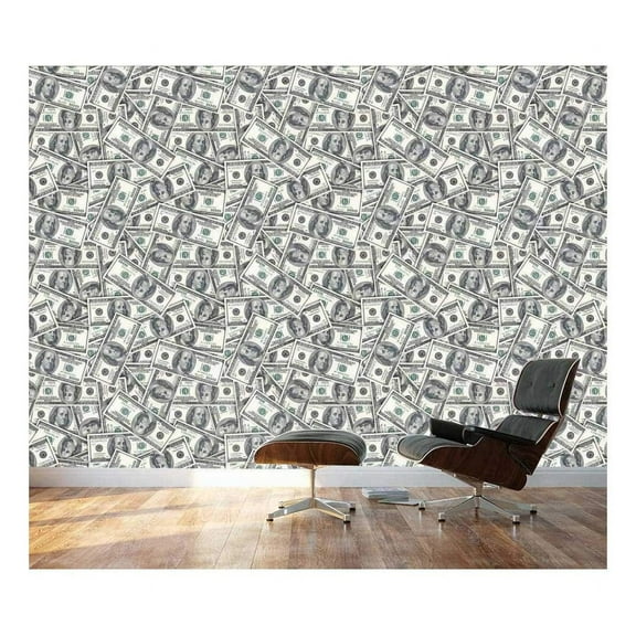 wall26-100 Dollar Bills Collage Background - Large Money Wall Mural, Removable Peel and Stick Wallpaper, Home Decor - 100x144 inches