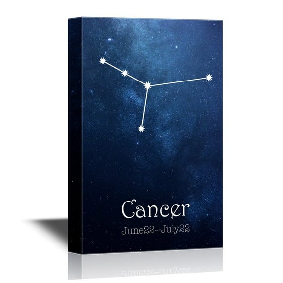 wall26 - 12 Zodiac Signs Constellation Canvas Wall Art - Cancer - Gallery Wrap Modern Home Art | Ready to Hang - 12x18 inches