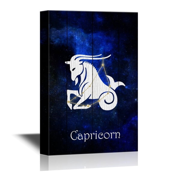 wall26 - 12 Zodiac Signs Constellation Canvas Wall Art - Capricorn - Gallery Wrap Modern Home Art | Ready to Hang - 12x18 inches