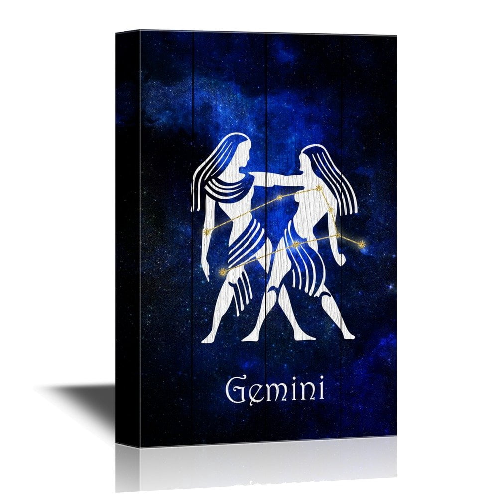 wall26 - 12 Zodiac Signs Constellation Canvas Wall Art - Gemini ...
