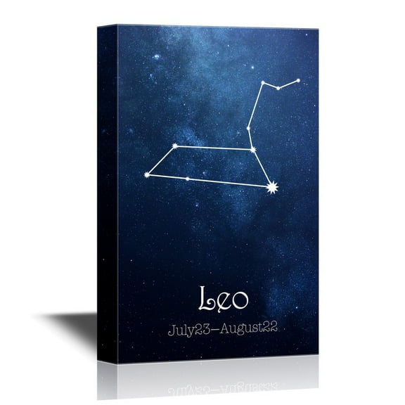 wall26 - 12 Zodiac Signs Constellation Canvas Wall Art - Leo - Gallery Wrap Modern Home Art | Ready to Hang - 12x18 inches