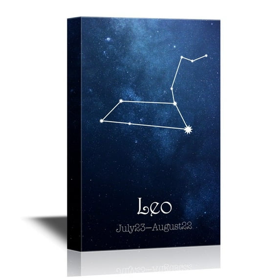 wall26 - 12 Zodiac Signs Constellation Canvas Wall Art - Leo - Gallery Wrap Modern Home Art | Ready to Hang - 32x48 inches