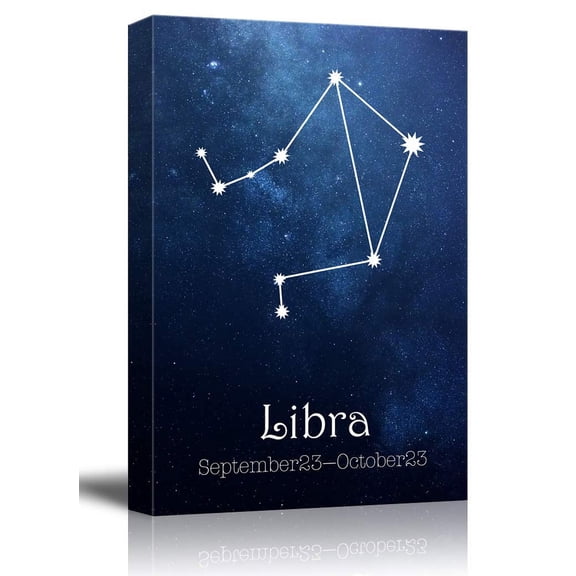 wall26 - 12 Zodiac Signs Constellation Canvas Wall Art - Libra - Gallery Wrap Modern Home Art | Ready to Hang - 16x24 inches