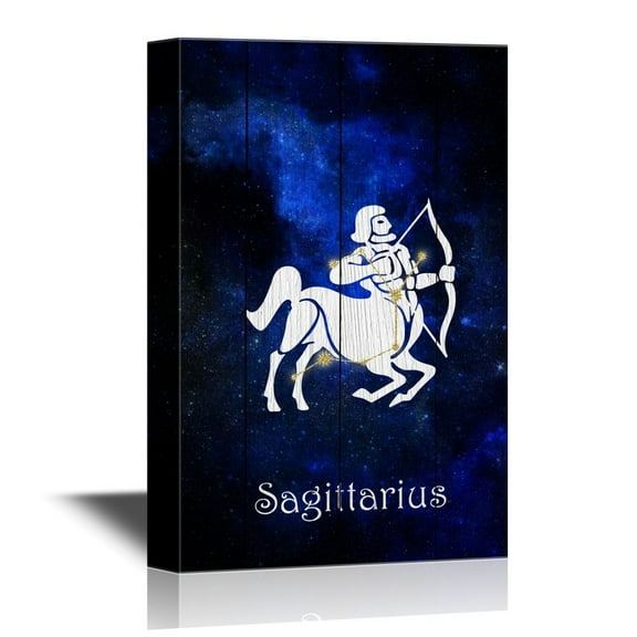 wall26 - 12 Zodiac Signs Constellation Canvas Wall Art - Sagittarius - Gallery Wrap Modern Home Art | Ready to Hang - 12x18 inches