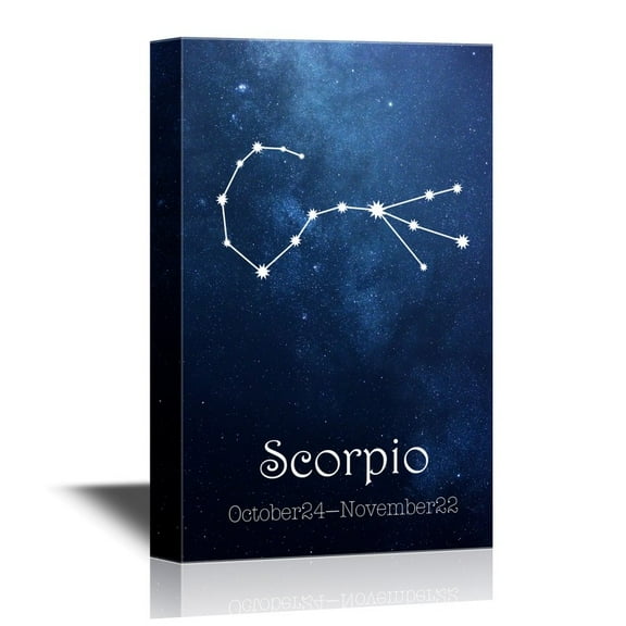wall26 - 12 Zodiac Signs Constellation Canvas Wall Art - Scorpio - Gallery Wrap Modern Home Art | Ready to Hang - 12x18 inches