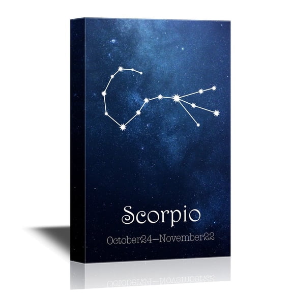 wall26 - 12 Zodiac Signs Constellation Canvas Wall Art - Scorpio - Gallery Wrap Modern Home Art | Ready to Hang - 24x36 inches