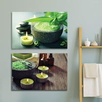 wall26 - 2 Panel Canvas Wall Art - Spa Still Life with Zen Stones Bamboos and Candles - Giclee Print Gallery Wrap Modern Home Art Ready to Hang - 16"x24" x 2 Panels