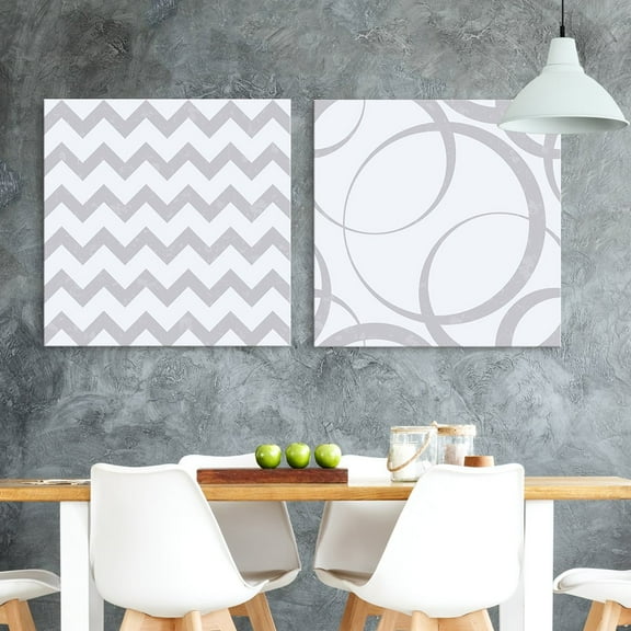 wall26 2 Panel Square Canvas Wall Art - Abstract Chevron and Cirle Pattern - Giclee Print Gallery Wrap Modern Home Art Ready to Hang - 24"x24" x 2 Panels