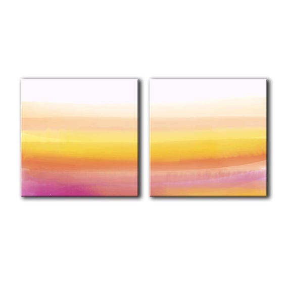 wall26 - 2 Panel Square Canvas Wall Art - Abstract Color Brush Stroke - Giclee Print Gallery Wrap Modern Home Art Ready to Hang - 16"x16" x 2 Panels