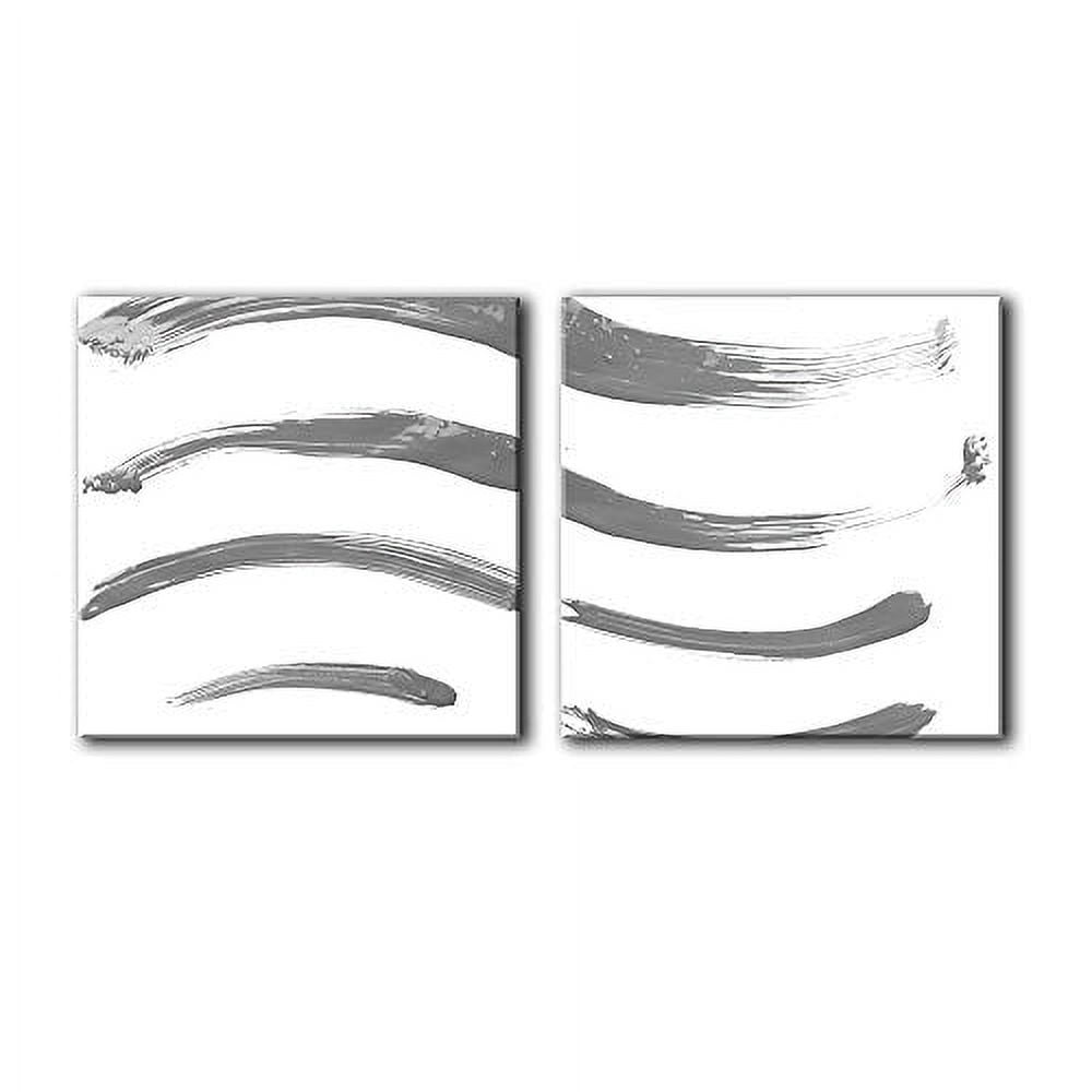wall26 2 Panel Square Canvas Wall Art Abstract Grey Brush Stroke
