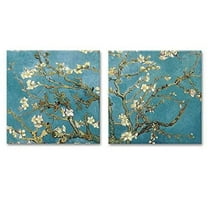 wall26 2 Panel Square Canvas Wall Art - Almond Blossom by Vincent Van Gogh - Giclee Print Gallery Wrap Modern Home Art Ready to Hang - 12"x12" x 2 Panels