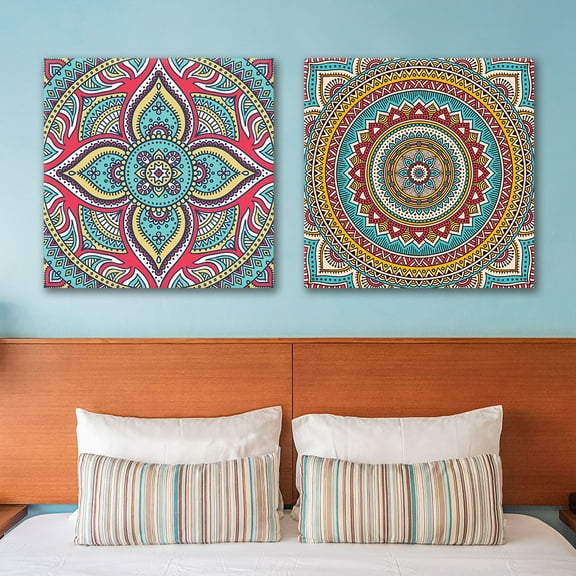 wall26 2 Panel Square Canvas Wall Art - Exquisite Floral Pattern Patterns - Giclee Print Gallery Wrap Modern Home Art Ready to Hang - 24"x24" x 2 Panels