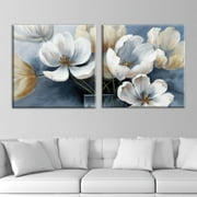 wall26 2 Panel Square Canvas Wall Art - Vintage Style Flower Petals - Giclee Print Gallery Wrap Modern Home Art Ready to Hang - 24"x24" x 2 Panels