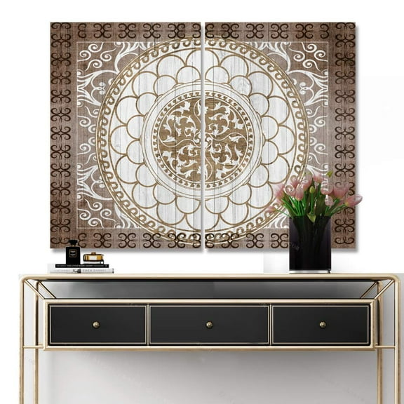 wall26 2 Piece Canvas Wall Art Vintage Pattern Pictures Home Wall Decorations for Bedroom Living Room Paintings Canvas Prints Framed - 16"x24" x 2 Panels