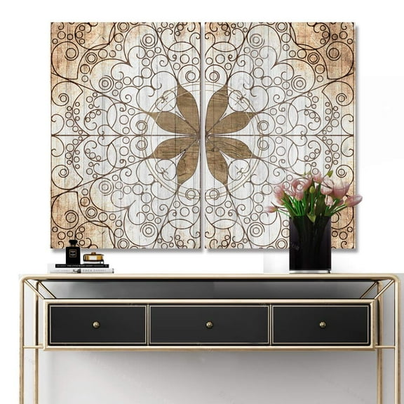 wall26 2 Piece Canvas Wall Art Vintage Pattern Pictures Home Wall Decorations for Bedroom Living Room Paintings Canvas Prints Framed - 24"x36" x 2 Panels