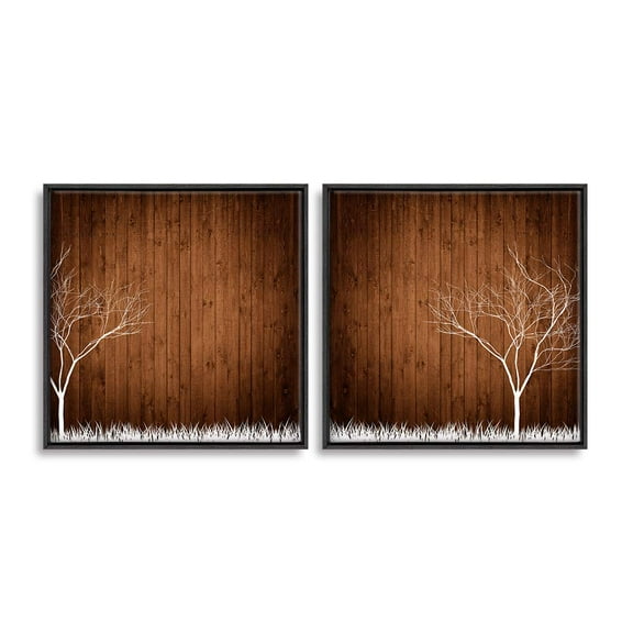 wall26 2 Piece Framed Canvas Wall Art for Living Room, Bedroom Wood Flower Theme Canvas Prints for Home Decoration Ready to Hang - 16"x16"x2 Panels