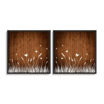 wall26 2 Piece Framed Canvas Wall Art for Living Room, Bedroom Wood Flower Theme Canvas Prints for Home Decoration Ready to Hang - 24"x24"x2 Panels
