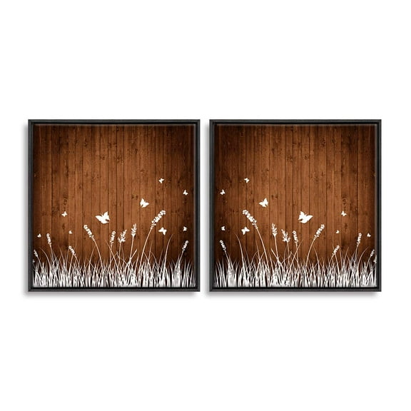wall26 2 Piece Framed Canvas Wall Art for Living Room, Bedroom Wood Flower Theme Canvas Prints for Home Decoration Ready to Hang - 24"x24"x2 Panels