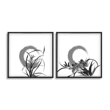 wall26 2 Piece Framed Canvas Wall Art for Living Room, Bedroom Ink Theme Canvas Prints for Home Decoration Ready to Hang - 16&quot;x16&quot;x2 Panels