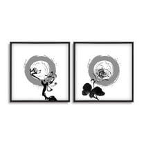 wall26 2 Piece Framed Canvas Wall Art for Living Room, Bedroom Ink Theme Canvas Prints for Home Decoration Ready to Hang - 16"x16"x2 Panels