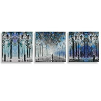 wall26 3 Panel Canvas Wall Art Abstract Blue Forest Pictures Home Wall Decorations for Bedroom Living Room Paintings Canvas Prints Framed - 12"x12"x3 Panels