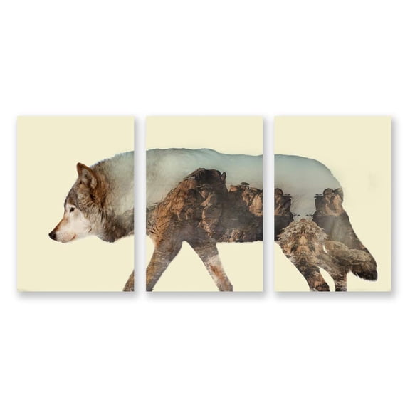wall26 3 Panel Canvas Wall Art Animal with Mountain Pictures Home Wall Decorations for Bedroom Living Room Paintings Canvas Prints Framed - 16"x24" x 3 Panels
