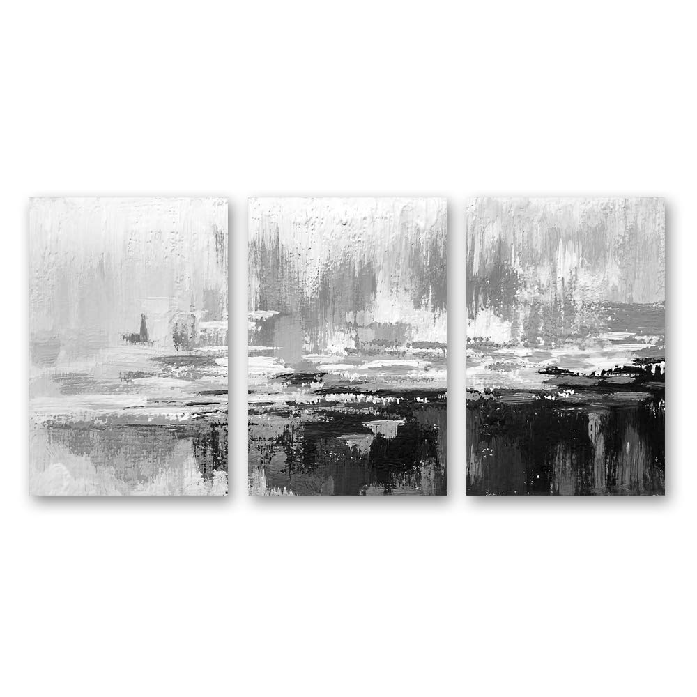 wall26 3 Panel Canvas Wall Art Black and White Abstract Pictures Home ...