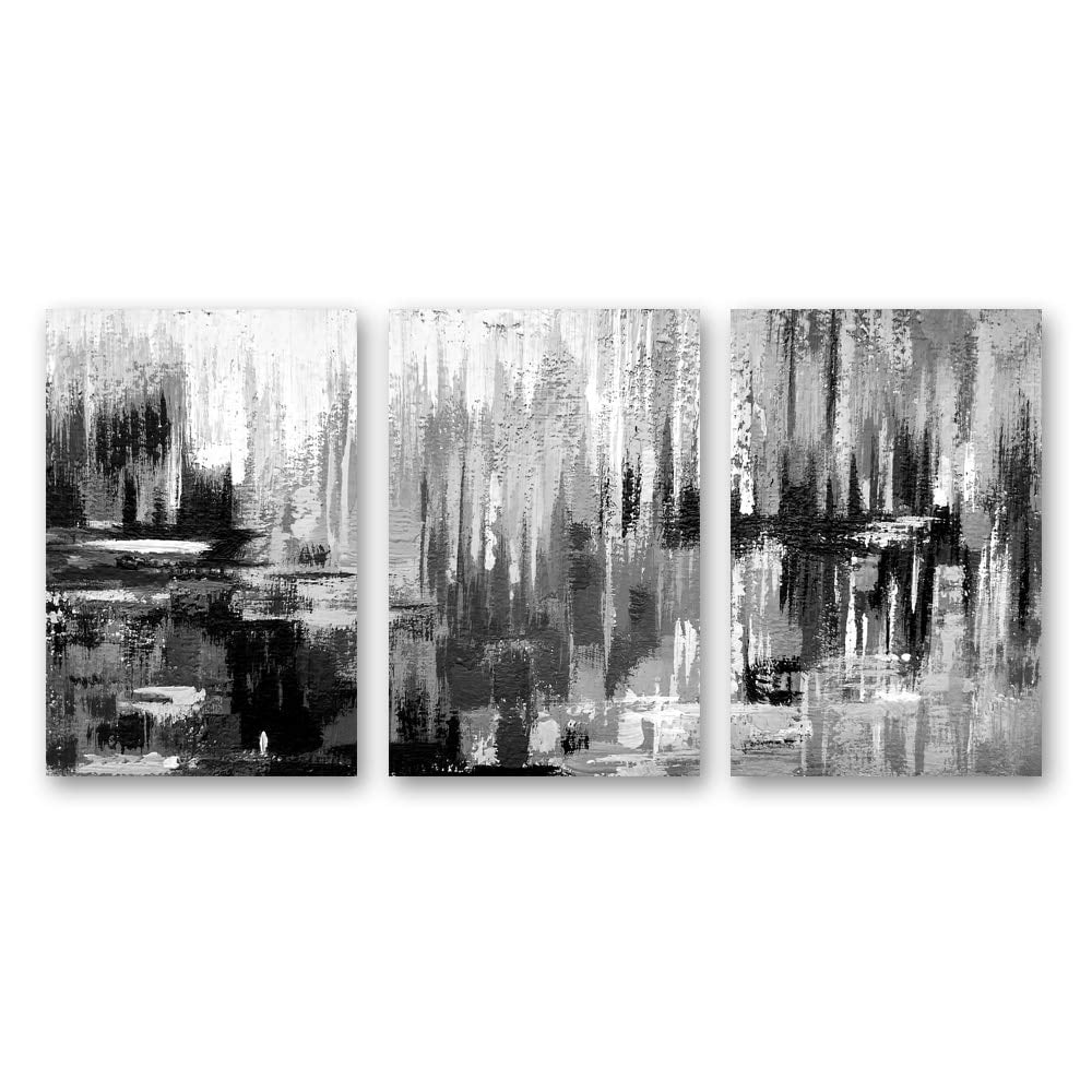 wall26 3 Panel Canvas Wall Art Black and White Abstract Pictures Home ...