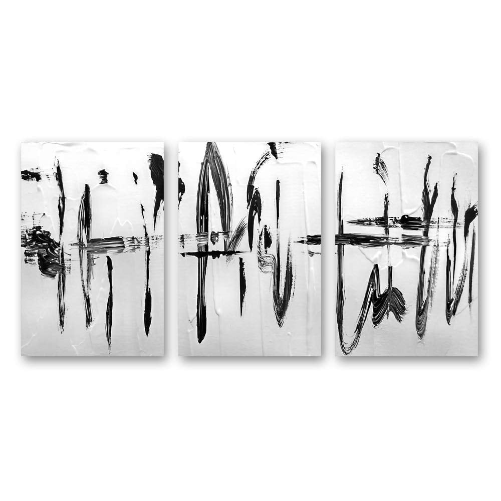 wall26 3 Panel Canvas Wall Art Black and White Abstract Pictures Home ...