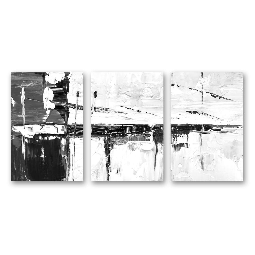 wall26 3 Panel Canvas Wall Art Black and White Abstract Pictures Home ...