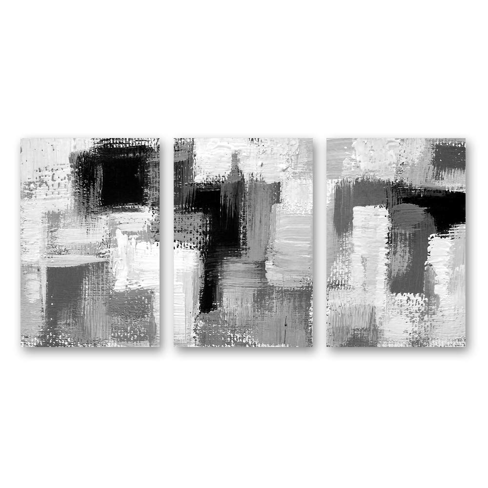 wall26 3 Panel Canvas Wall Art Black and White Abstract Pictures Home ...