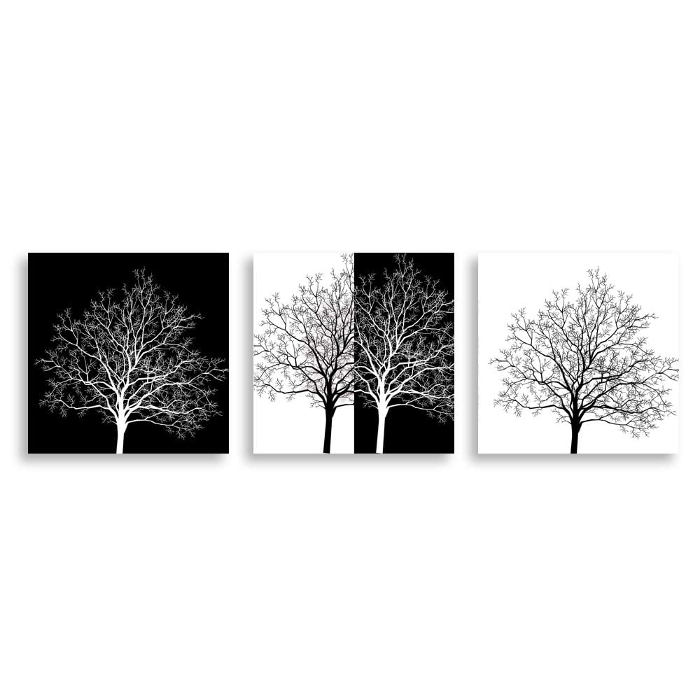 wall26 3 Panel Canvas Wall Art Black and White Painting Home Wall ...