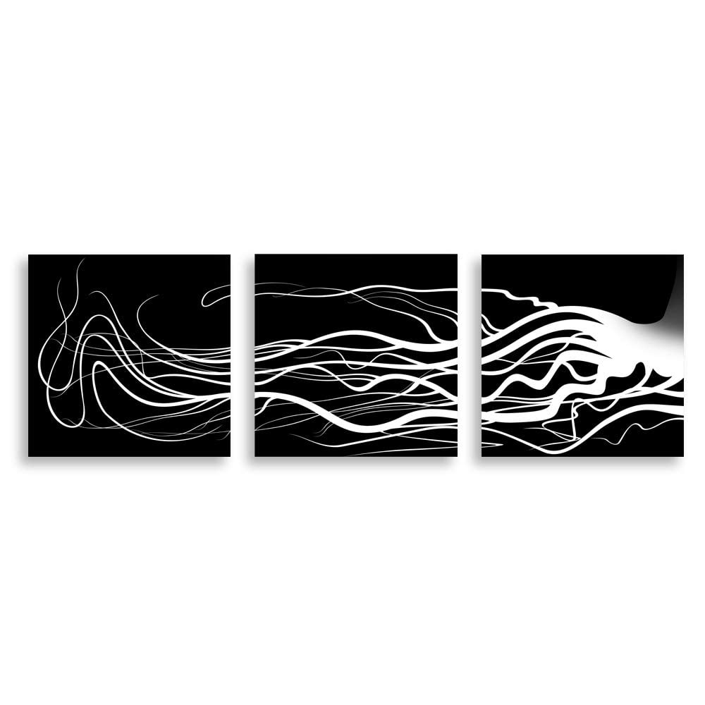 wall26 3 Panel Canvas Wall Art Black and White Painting Home Wall ...