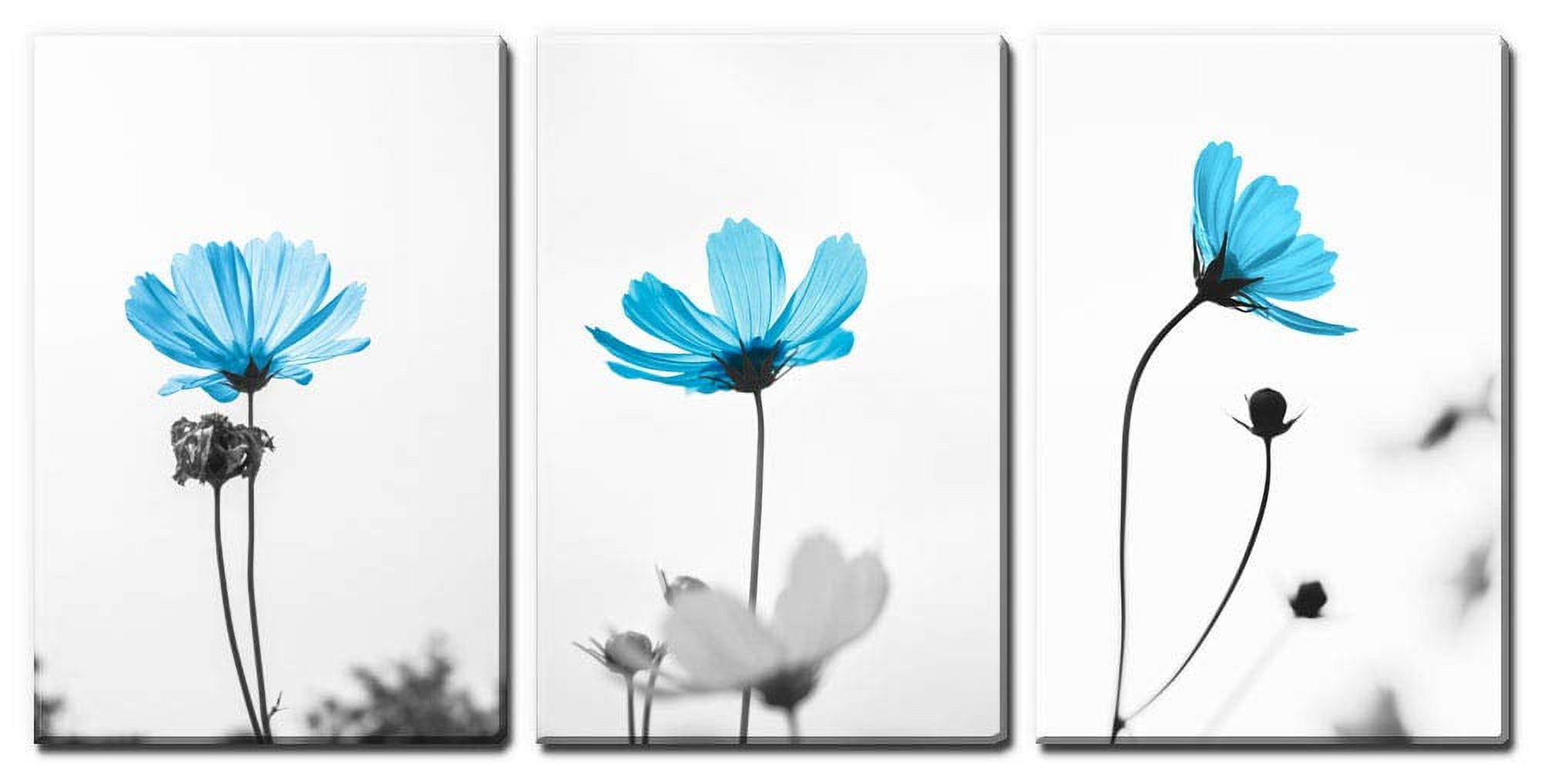 wall26 - 3 Panel Canvas Wall Art - Blue Flowers - Giclee Print Gallery ...