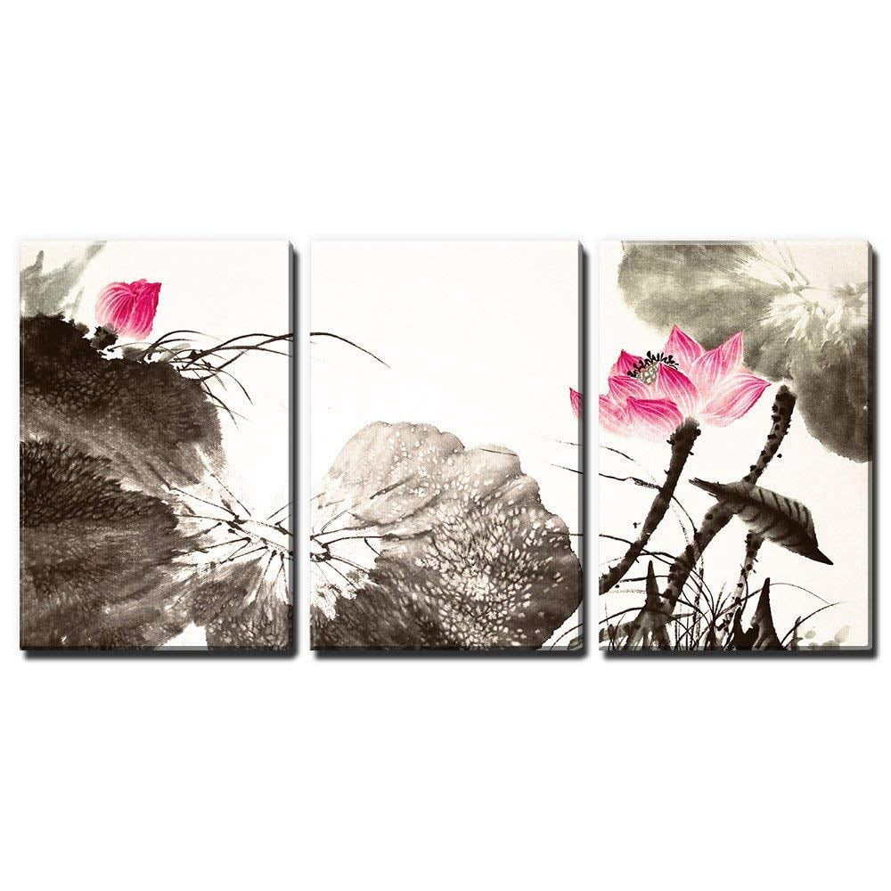 wall26 - 3 Panel Canvas Wall Art - Chinese Ink and Wash Painting Style ...