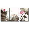 thumbnail image 1 of wall26 - 3 Panel Canvas Wall Art - Chinese Ink and Wash Painting Style Lotus Flowers - Giclee Print Gallery Wrap Modern Home Art Ready to Hang - 24"x36" x 3 Panels, 1 of 4