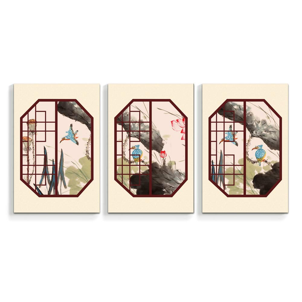 wall26 3 Panel Canvas Wall Art Chinese Style Pictures Home Wall ...