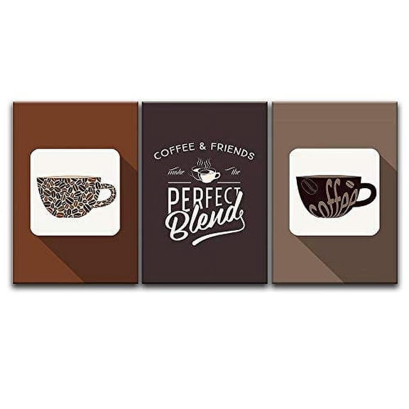 wall26 3 Panel Canvas Wall Art - Coffee Concept Art - Giclee Print Gallery Wrap Modern Home Art Ready to Hang - 24"x36" x 3 Panels